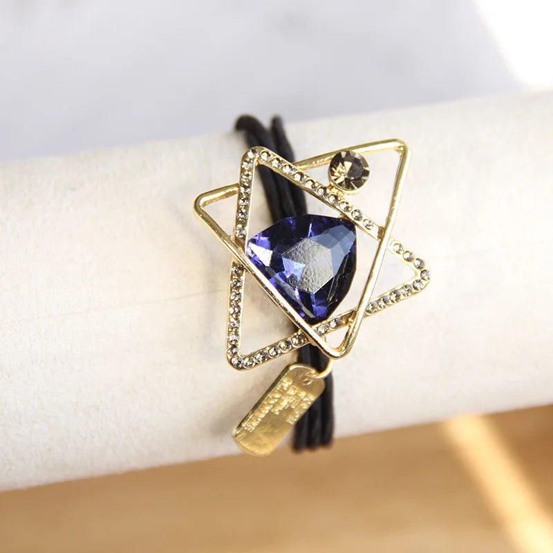 Korean Style Rhinestone & Alloy Decorative Elastic Hair Bands – Fashion Hair Ropes for Women