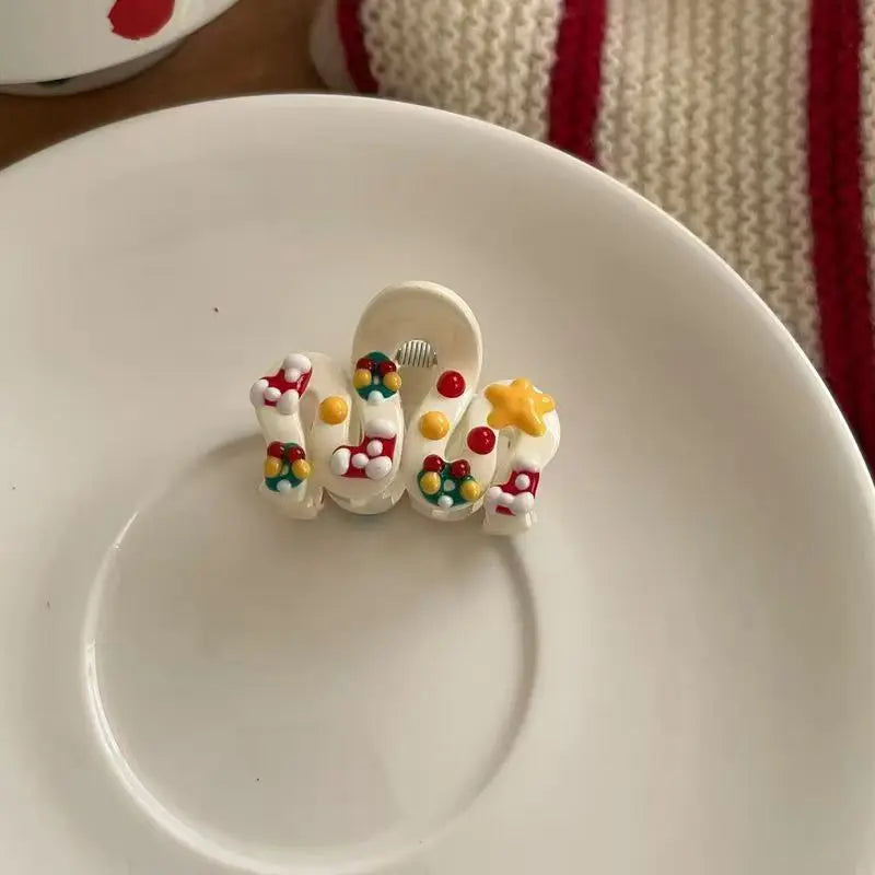 2pcs Women Vintage Red Polka Dot Ribbon Bow Shark Clip Hairpin Hair Claw Crab Barrettes Elegant Headwear Hair Accessories Gift