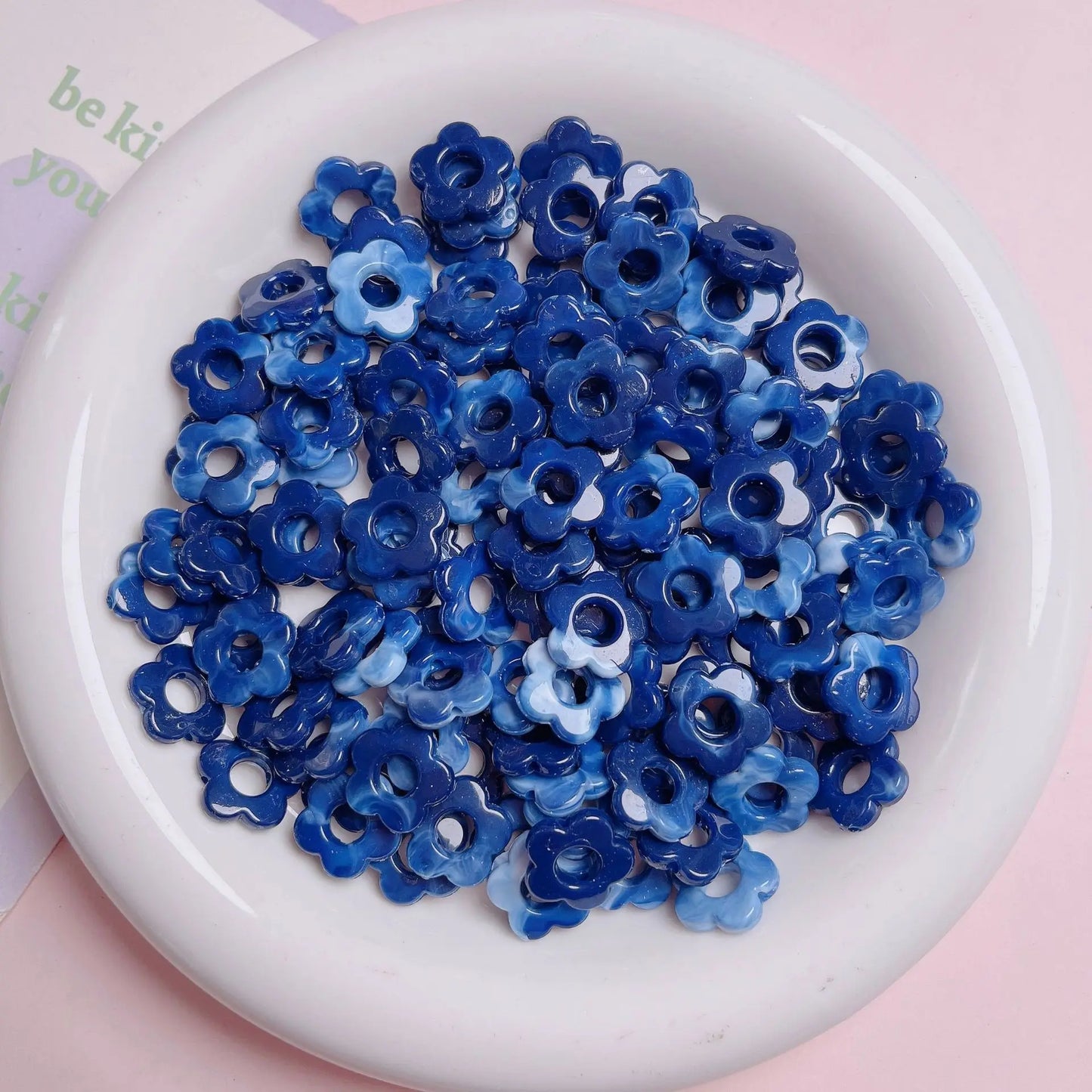 50pc 14mm Acrylic Multicolor Flower Beads For Hairpin Jewelry Making Accessories Resin Charms  Pendant DIY Handmade Material
