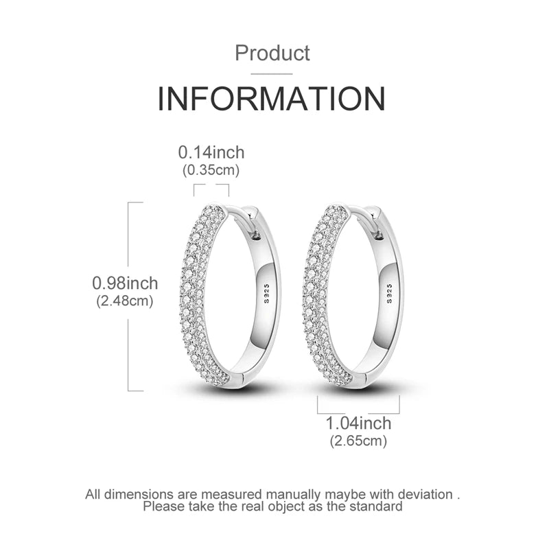 925 Sterling Silver Earrings Women Double Side Pave White Zirconia Large Hoop Earring For Anniversary Wedding Jewelry Gifts