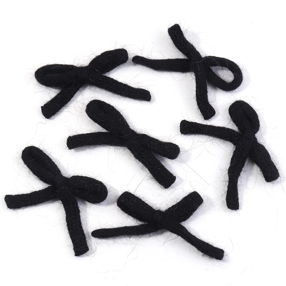 Knitted Wool Double-Layer Bow Set (6pcs) – Soft DIY Hair Accessories for Girls & Women
