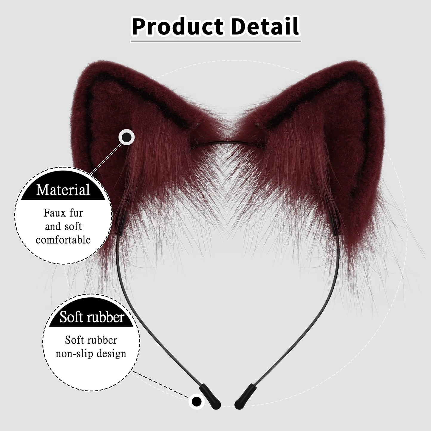 Animal Cat Ears Headband Faux Fur Cosplay Costumes Cute Hair Accessories for Daily Wear Parties