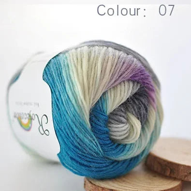 50g Rainbow 100% Pure Wool Yarn,Long Dyed Gradient Knitting Yarn,DIY Shawl Sweater Scarf Clothing Crochet Thread Hand Woven Gift
