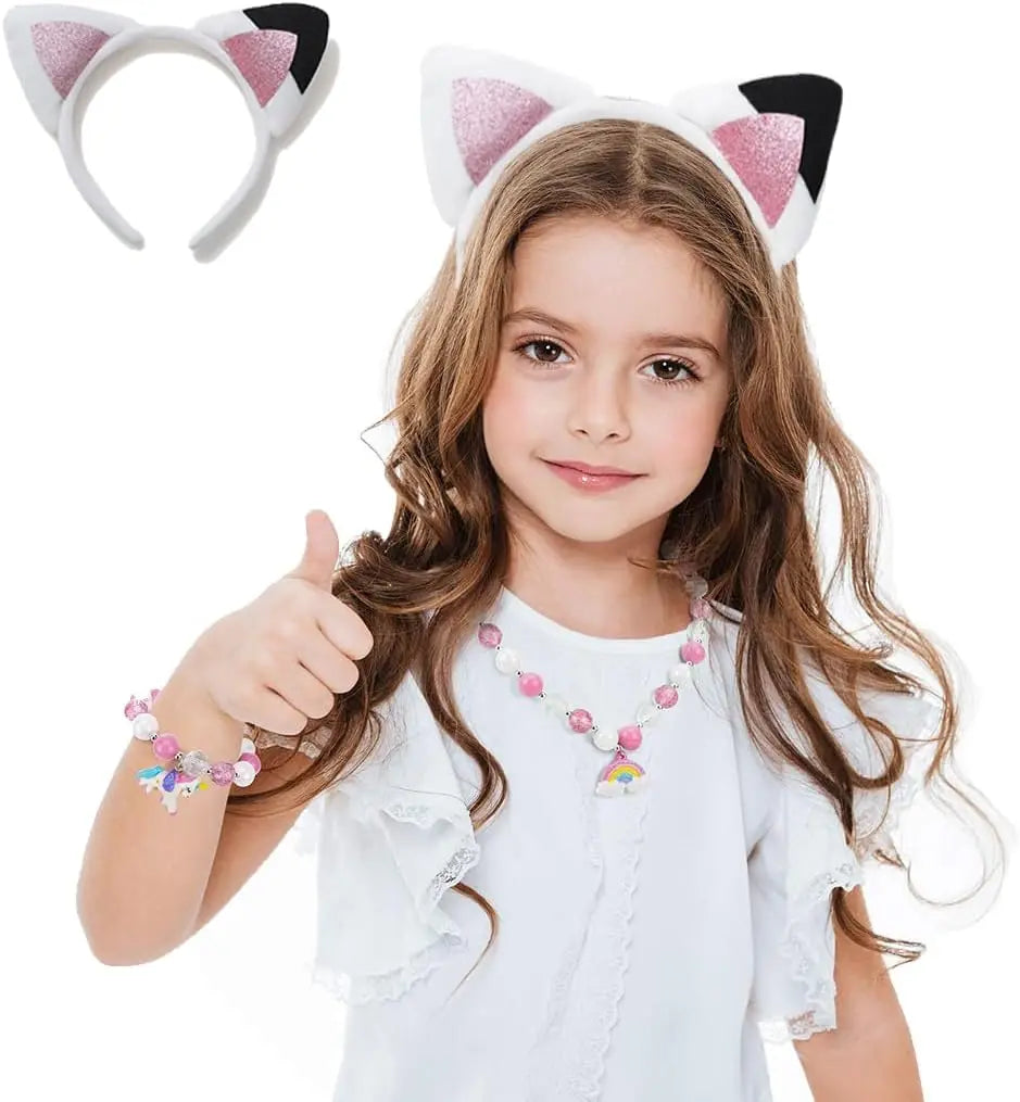 New Gabbys Dollhouse Headband Pink Cat Party Headbands With Cute Ear Cartoon Cosplay Headpiece Halloween Hair Accessories
