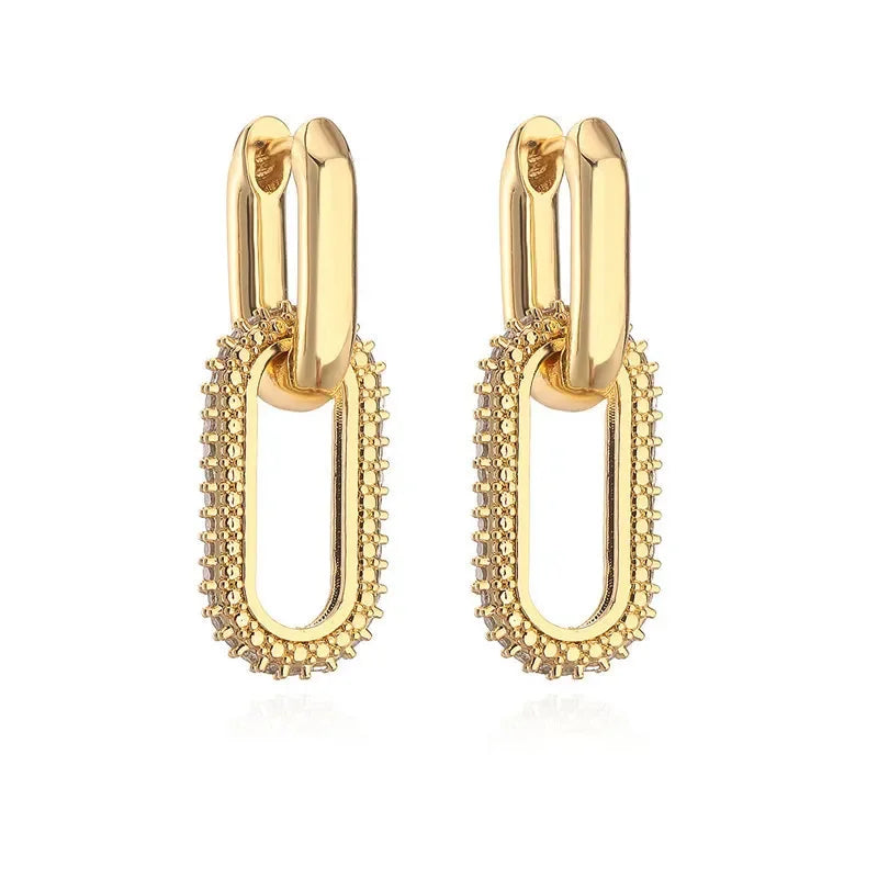 Women’s Rhinestone Hoop Earrings – Modern Chain-Link Design