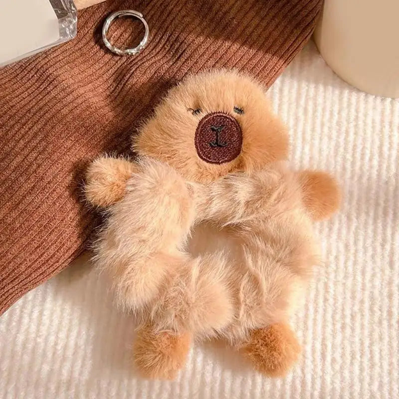 Fun Hair Tie Capybara Furry Scrunchies for Party Headwear for Vacation Travel