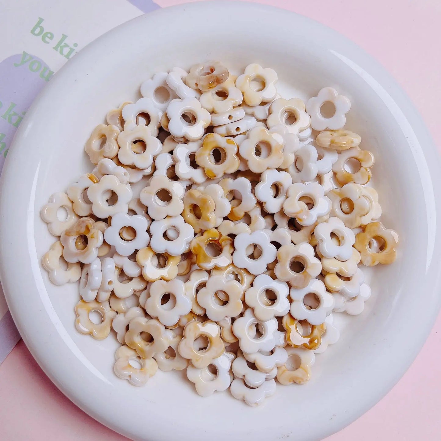 50pc 14mm Acrylic Multicolor Flower Beads For Hairpin Jewelry Making Accessories Resin Charms  Pendant DIY Handmade Material