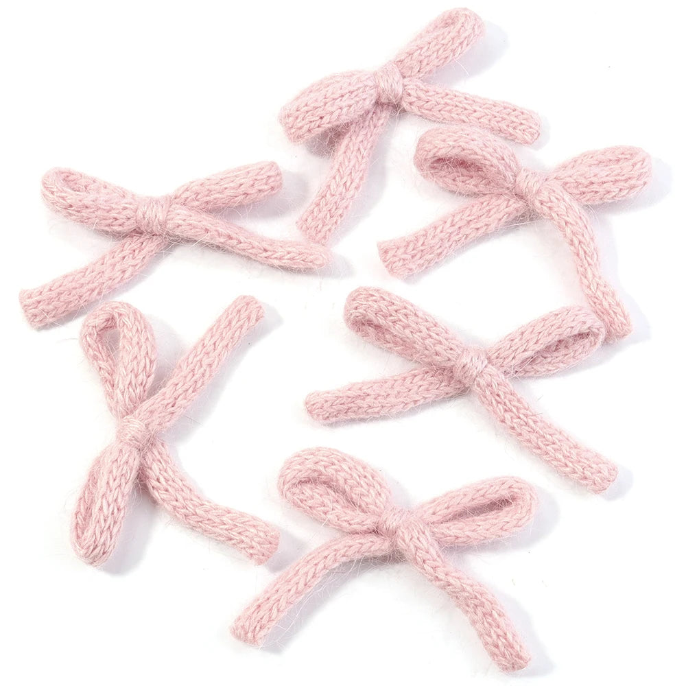 Knitted Wool Double-Layer Bow Set (6pcs) – Soft DIY Hair Accessories for Girls & Women