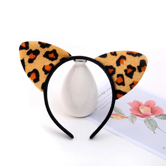 Vintage Leopard Print Cat Ears Headband For Girls Women Cute Cat Ears Hair Hoop Hairband Kid Hair Accessories Headwear