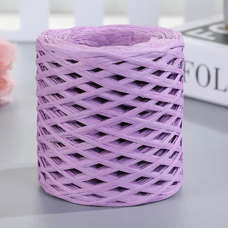 200M Natural Raffia Straw Yarn For Knitting Crocheting Paper Threads DIY Handmade Summer Sunhat Beach Bag Freeshipping