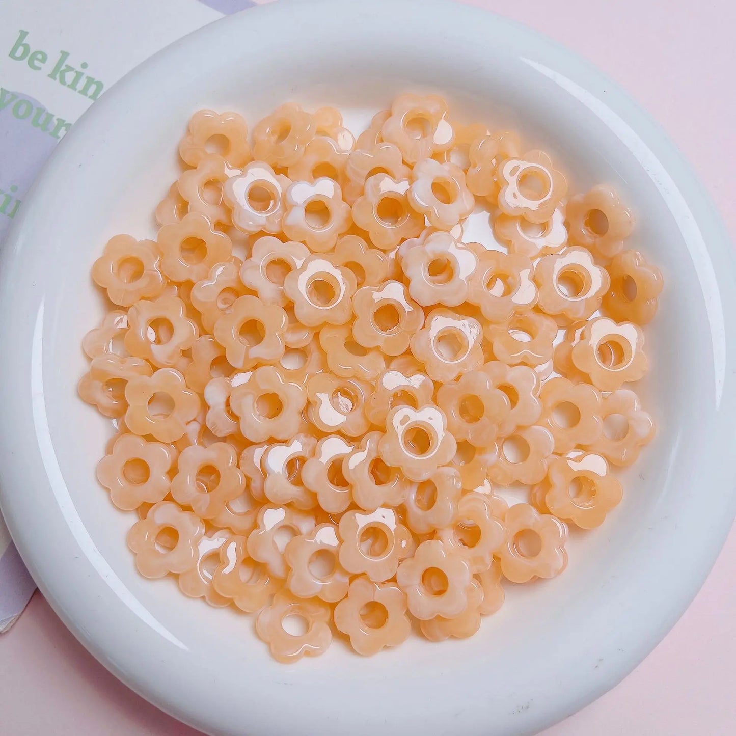 50pc 14mm Acrylic Multicolor Flower Beads For Hairpin Jewelry Making Accessories Resin Charms  Pendant DIY Handmade Material