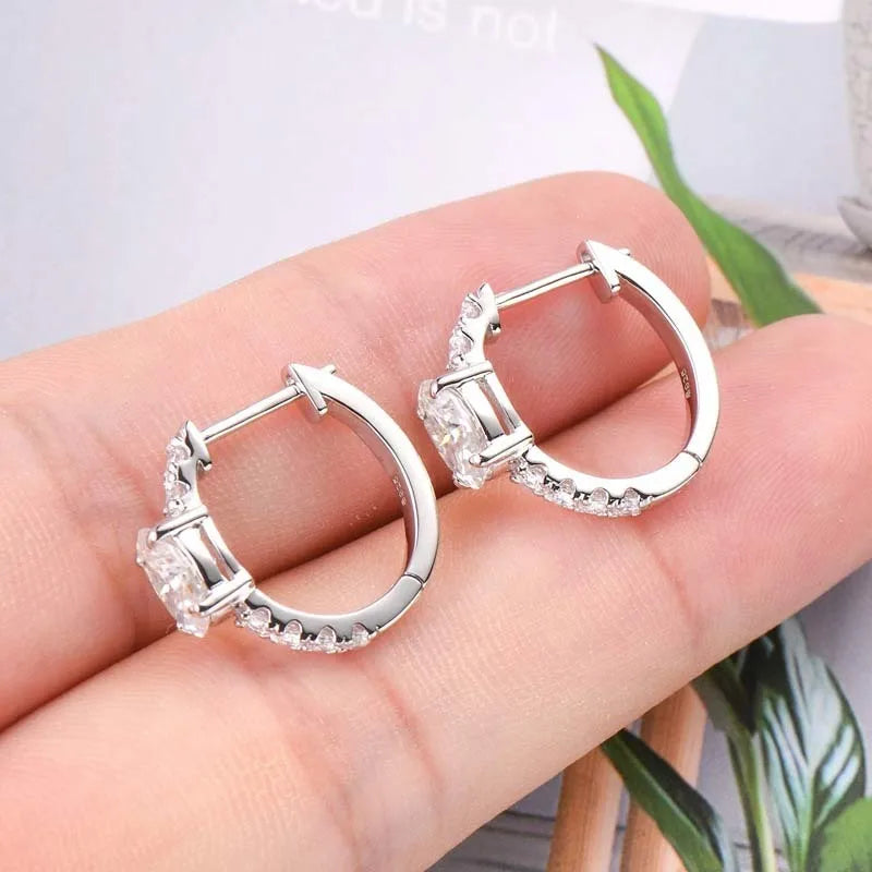 D Color 1ct Moissanite Oval Hoop Earrings – S925 Sterling Silver, VVS1, Excellent Cut
