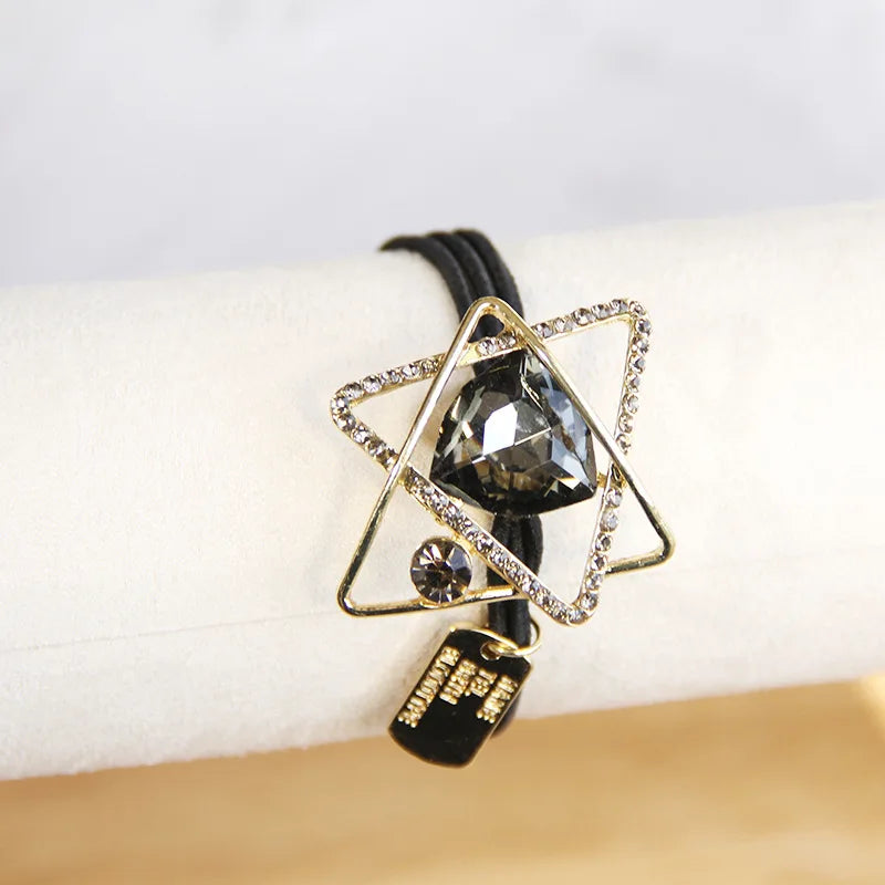 Korean Style Rhinestone & Alloy Decorative Elastic Hair Bands – Fashion Hair Ropes for Women