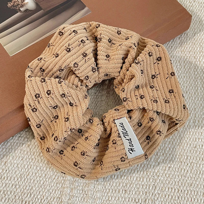 2025 Winter Korea Retro Corduroy Scrunchie Women Girl Elastic Hair Rubber Band Accessories Tie Hair Ring Rope Headdress Headwear