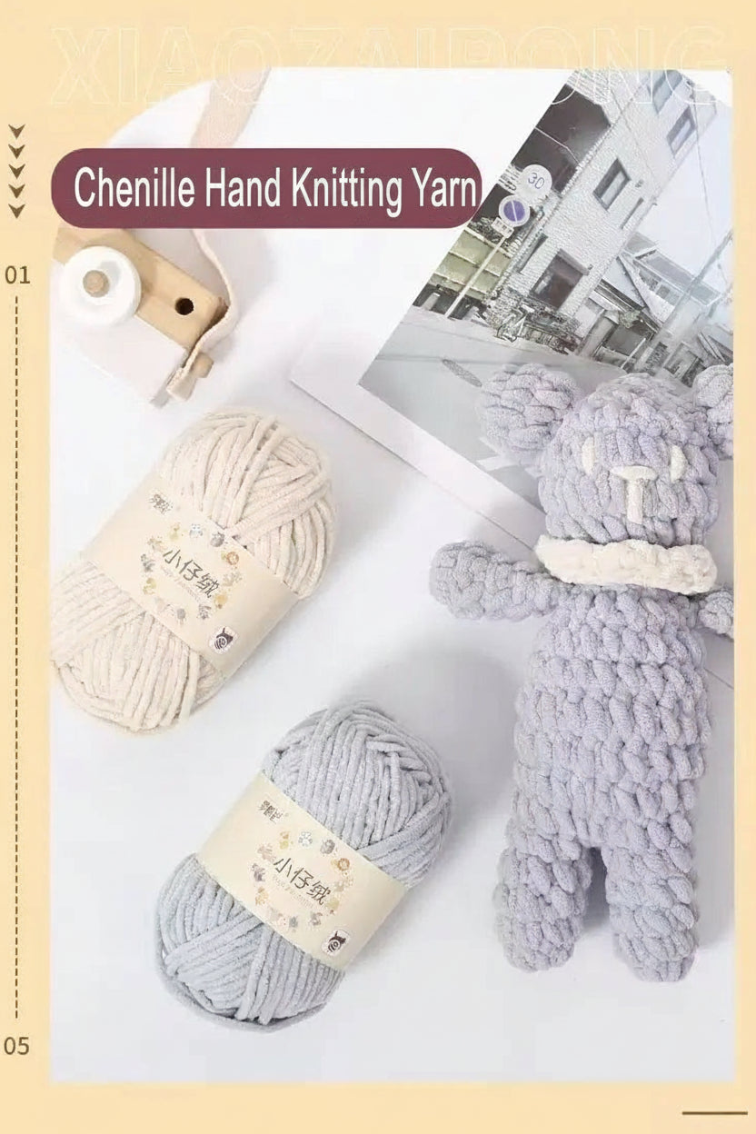 50g Thick Velvet Yarn, Handmade DIY Knitting Yarn, Wool Thread, Baby Scarf and Hat, Soft Chenille Yarn for Knitting