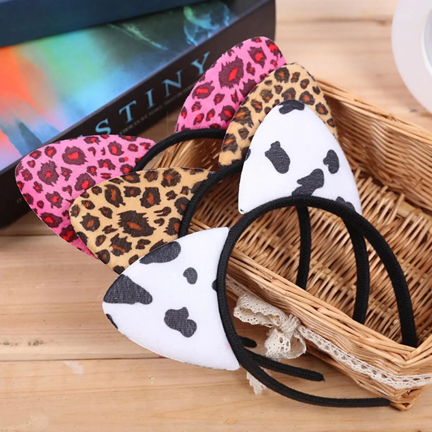 Vintage Leopard Print Cat Ears Headband For Girls Women Cute Cat Ears Hair Hoop Hairband Kid Hair Accessories Headwear