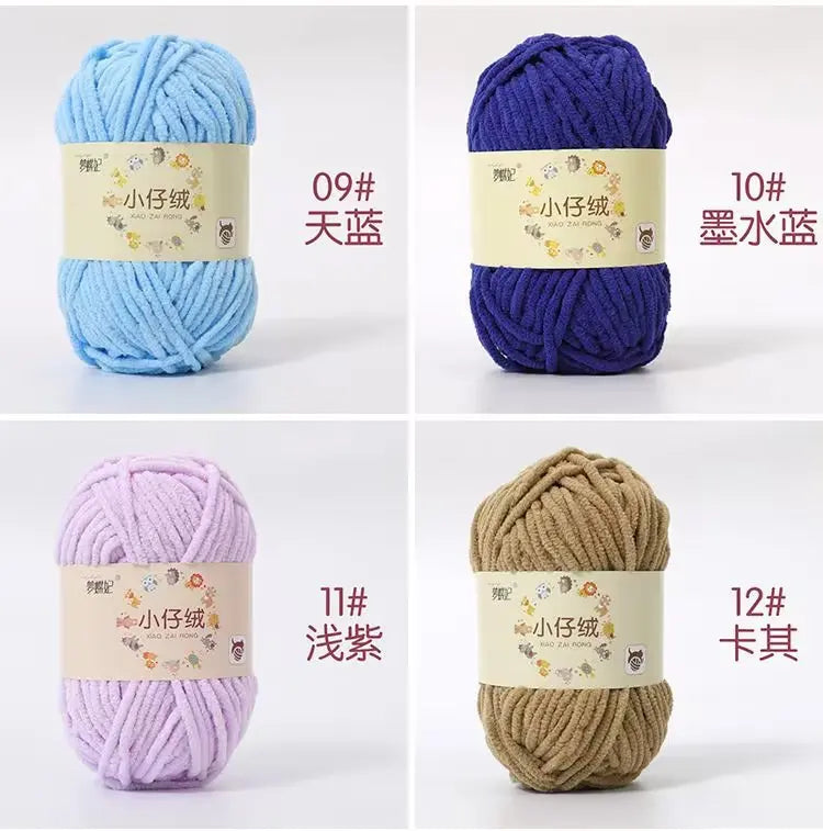 50g Thick Velvet Yarn, Handmade DIY Knitting Yarn, Wool Thread, Baby Scarf and Hat, Soft Chenille Yarn for Knitting