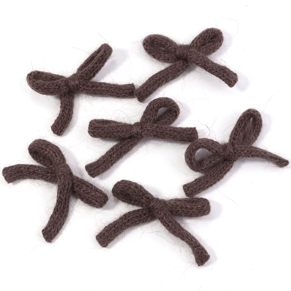 Knitted Wool Double-Layer Bow Set (6pcs) – Soft DIY Hair Accessories for Girls & Women