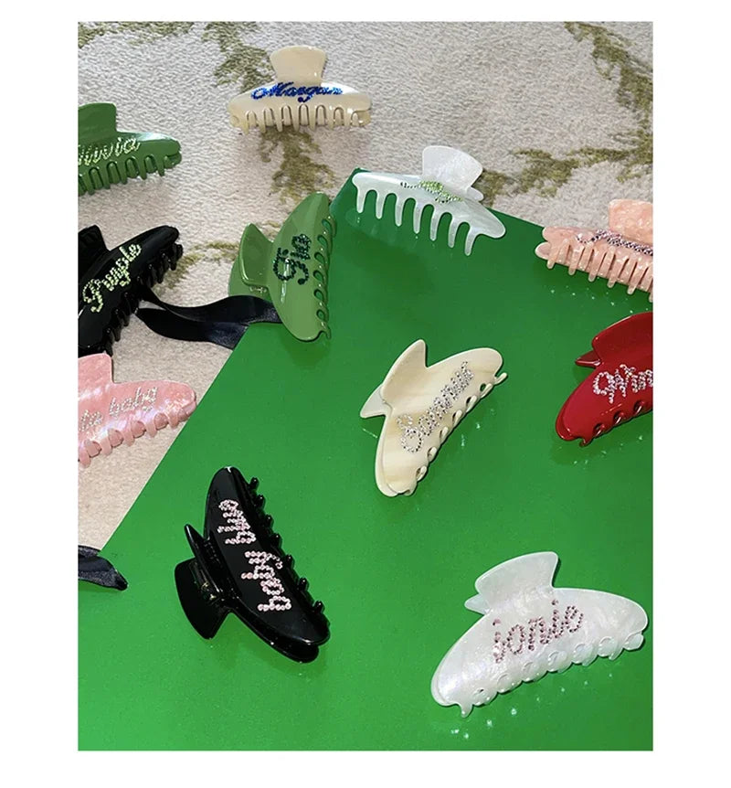 Handmade Customized Words Hairpins Hair Claw Barrettes Personalized Name Number Hair Clips Letters for Women Girls Jewelry 2022