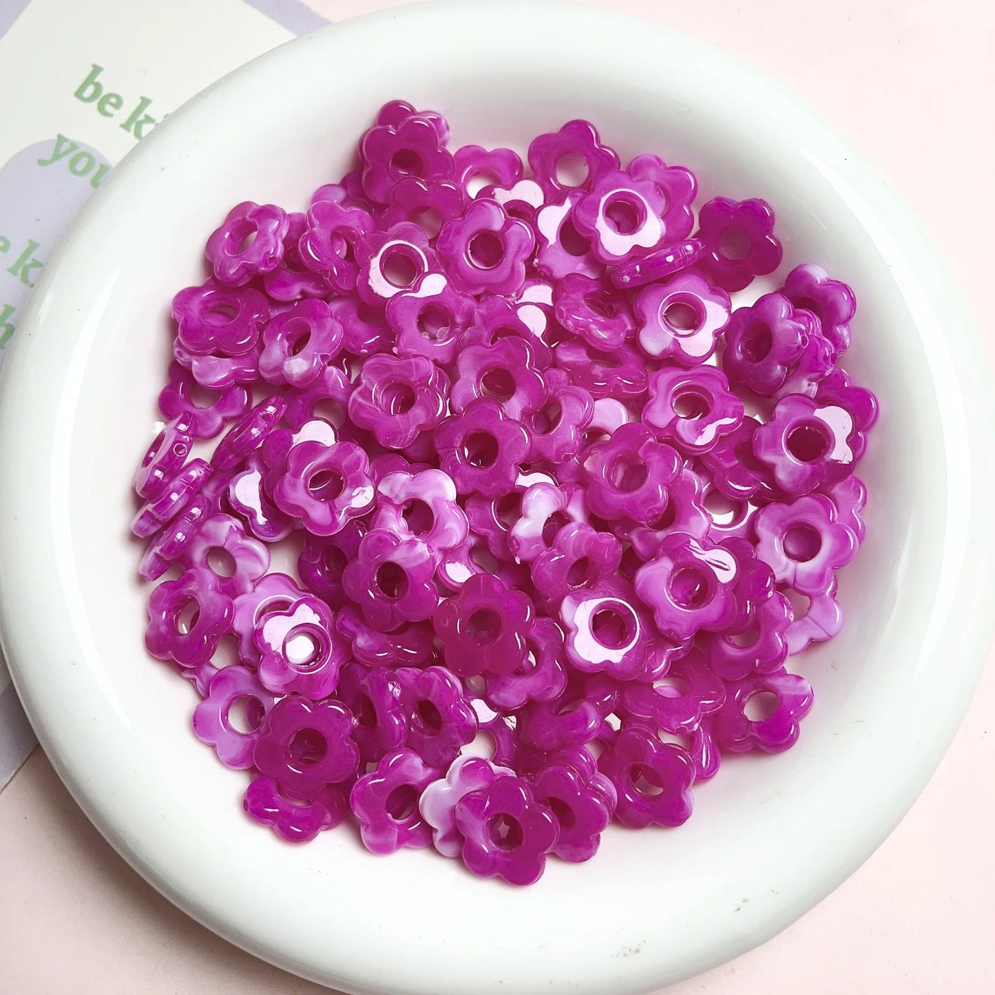 50pc 14mm Acrylic Multicolor Flower Beads For Hairpin Jewelry Making Accessories Resin Charms  Pendant DIY Handmade Material