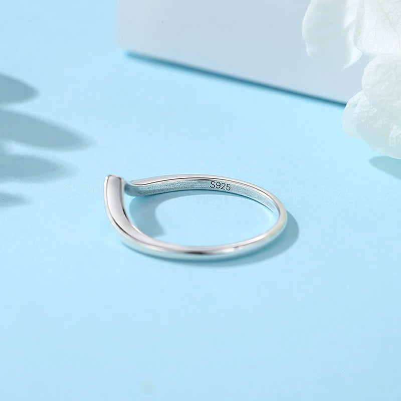 925 sterling silver minimalist zircon ring for women, dainty stacking design in multiple styles.