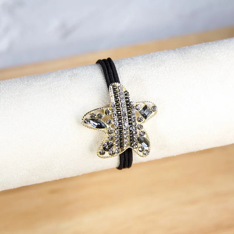 Korean Style Rhinestone & Alloy Decorative Elastic Hair Bands – Fashion Hair Ropes for Women