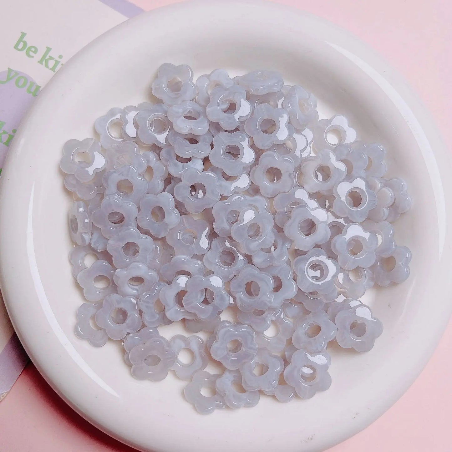 50pc 14mm Acrylic Multicolor Flower Beads For Hairpin Jewelry Making Accessories Resin Charms  Pendant DIY Handmade Material