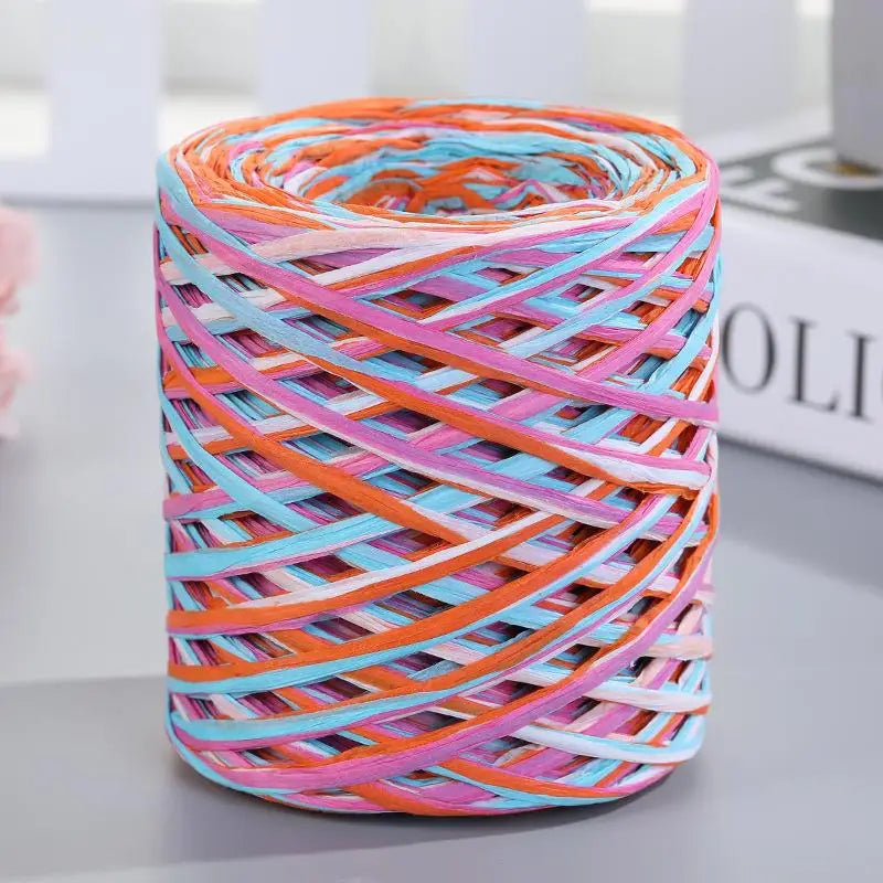 200M Natural Raffia Straw Yarn For Knitting Crocheting Paper Threads DIY Handmade Summer Sunhat Beach Bag Freeshipping