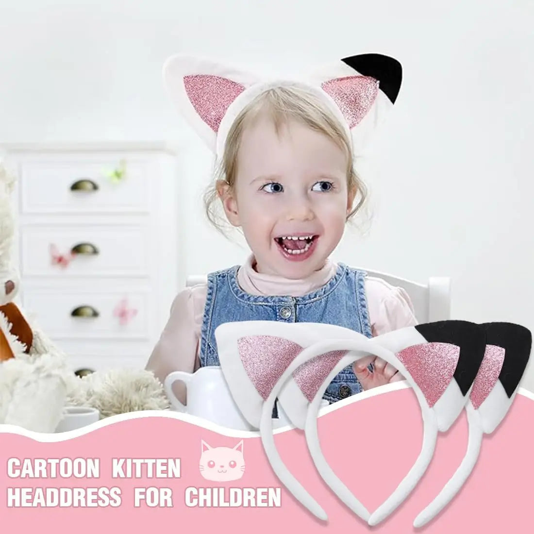 New Gabbys Dollhouse Headband Pink Cat Party Headbands With Cute Ear Cartoon Cosplay Headpiece Halloween Hair Accessories