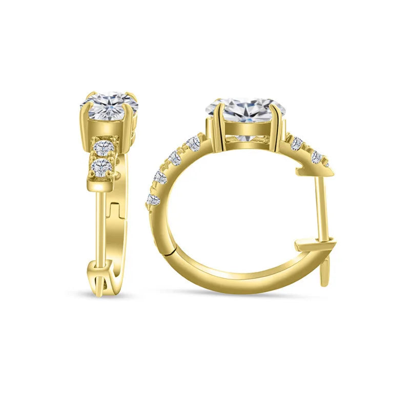 D Color 1ct Moissanite Oval Hoop Earrings – S925 Sterling Silver, VVS1, Excellent Cut