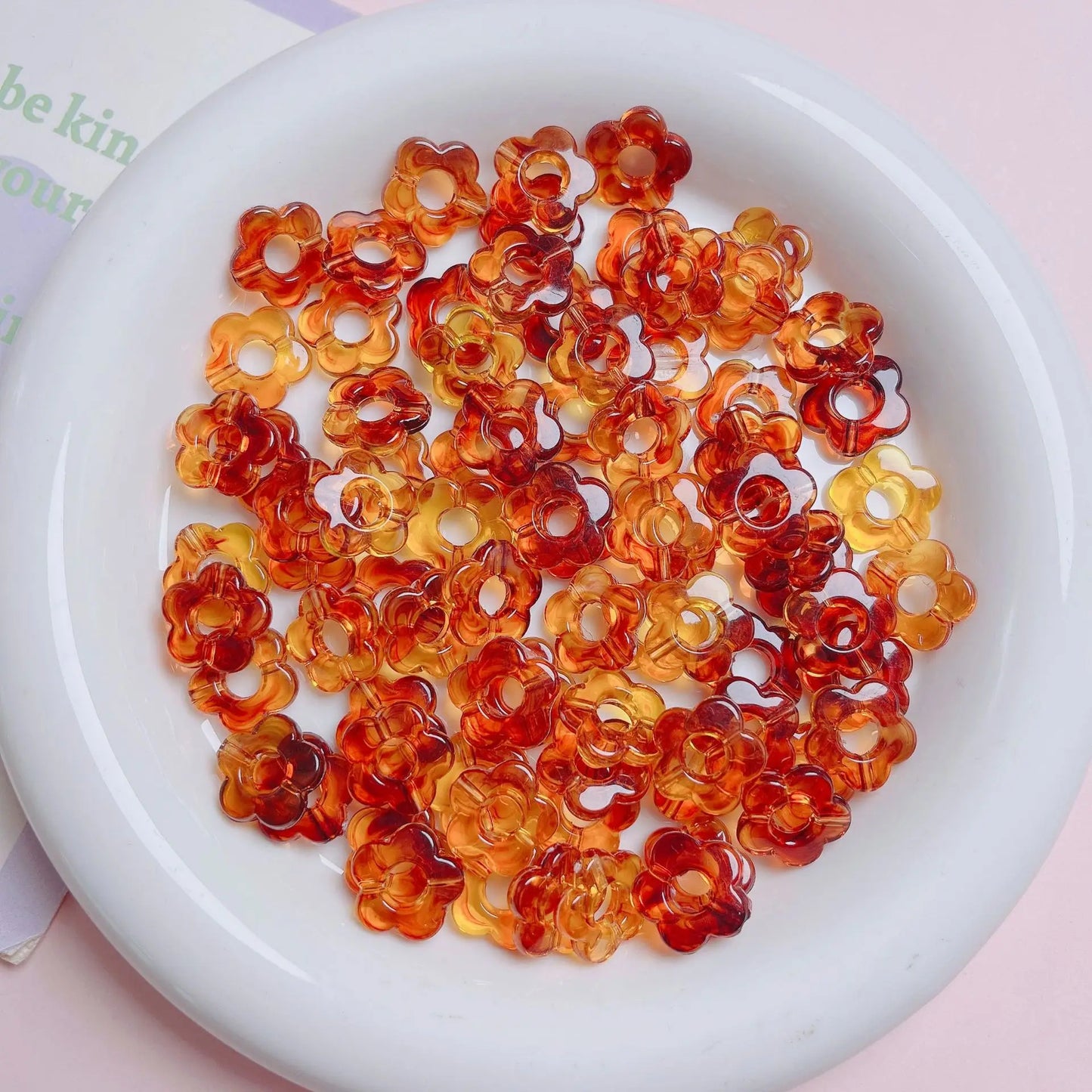 50pc 14mm Acrylic Multicolor Flower Beads For Hairpin Jewelry Making Accessories Resin Charms  Pendant DIY Handmade Material