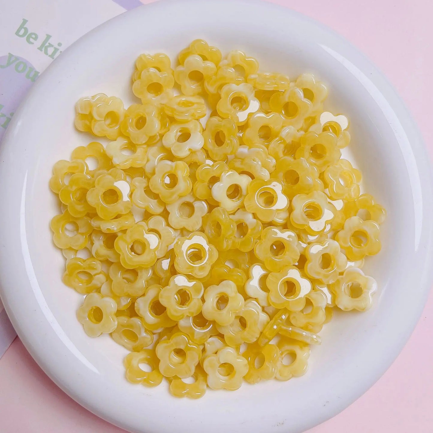 50pc 14mm Acrylic Multicolor Flower Beads For Hairpin Jewelry Making Accessories Resin Charms  Pendant DIY Handmade Material