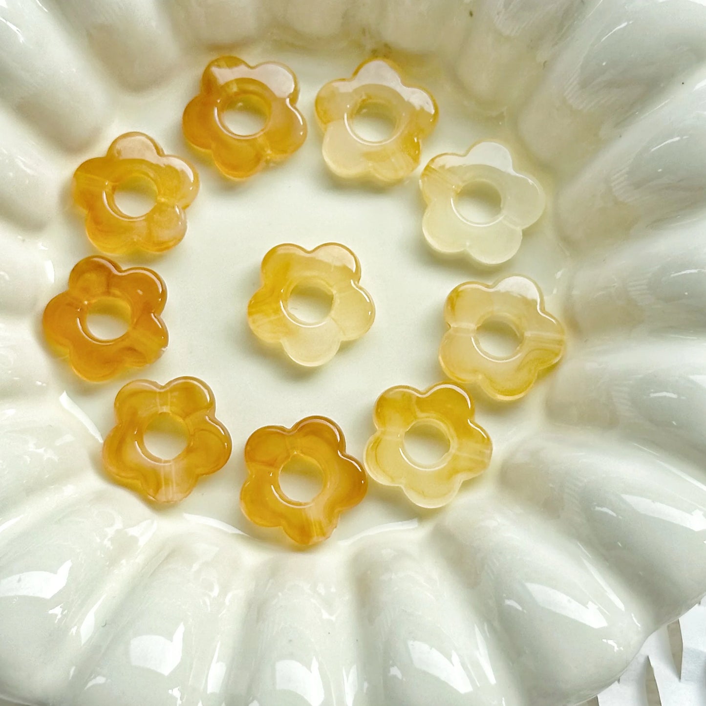 50pc 14mm Acrylic Multicolor Flower Beads For Hairpin Jewelry Making Accessories Resin Charms  Pendant DIY Handmade Material