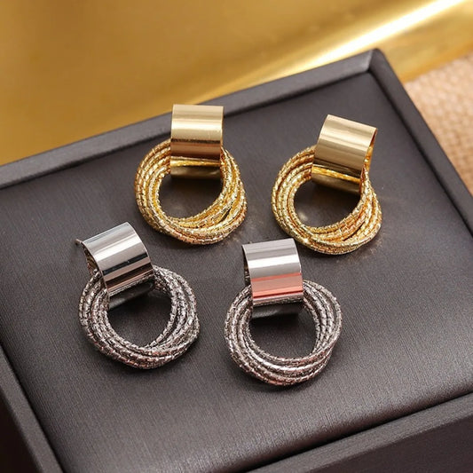 Layered Hoop Drop Earrings – Women’s Fashion Metal Jewelry