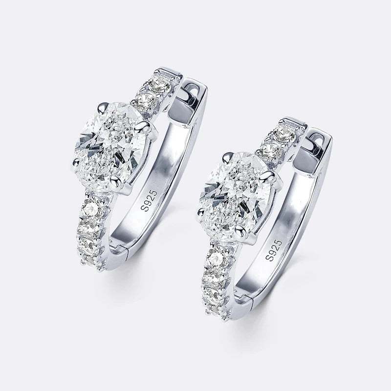 D Color 1ct Moissanite Oval Hoop Earrings – S925 Sterling Silver, VVS1, Excellent Cut