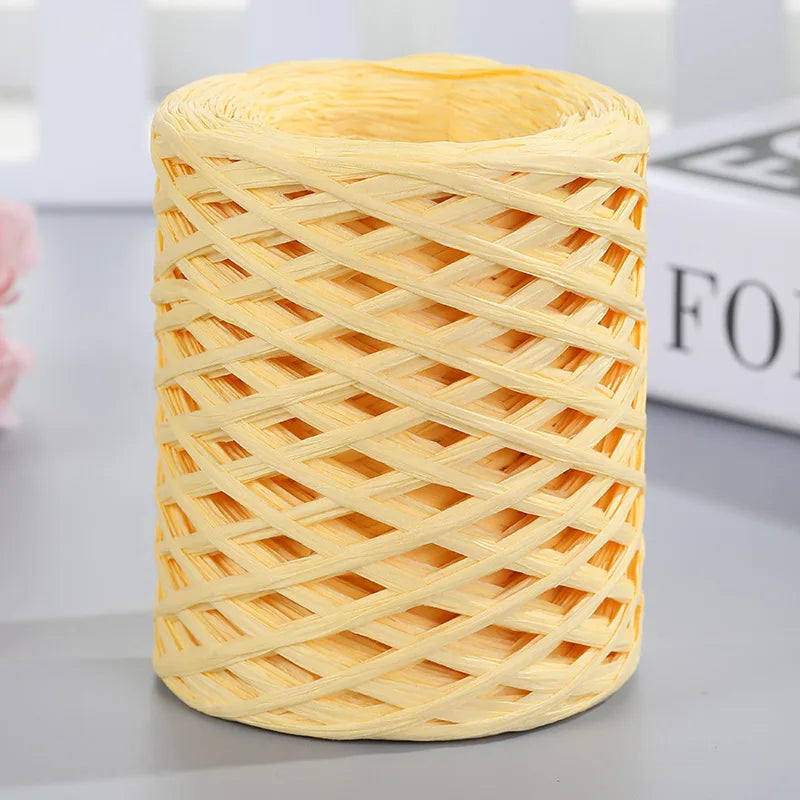 200M Natural Raffia Straw Yarn For Knitting Crocheting Paper Threads DIY Handmade Summer Sunhat Beach Bag Freeshipping
