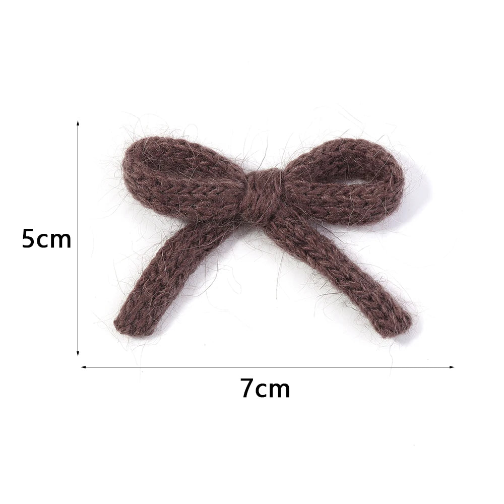 Knitted Wool Double-Layer Bow Set (6pcs) – Soft DIY Hair Accessories for Girls & Women