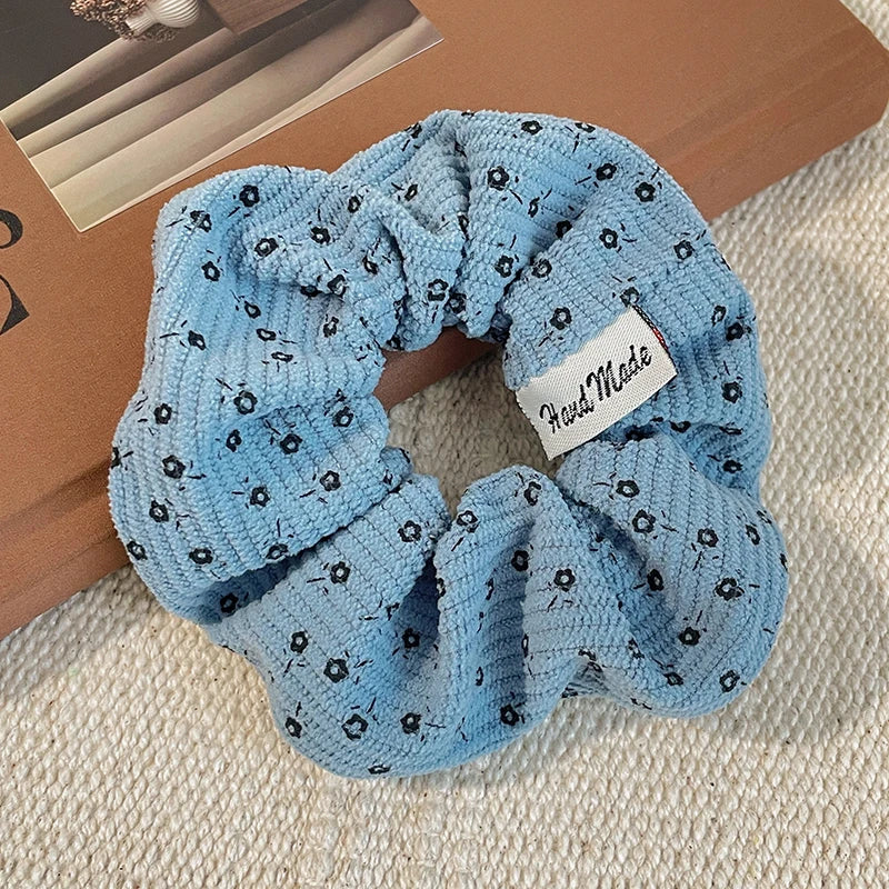 2025 Winter Korea Retro Corduroy Scrunchie Women Girl Elastic Hair Rubber Band Accessories Tie Hair Ring Rope Headdress Headwear