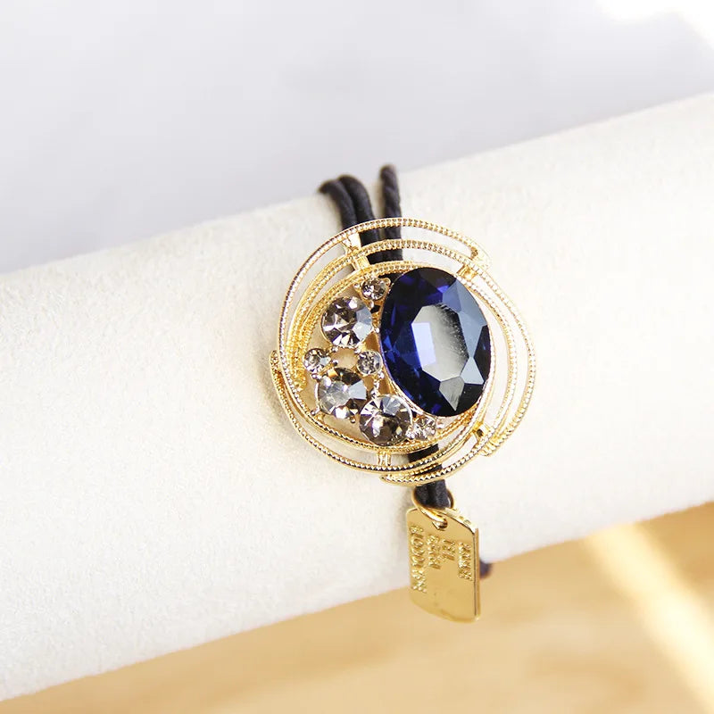 Korean Style Rhinestone & Alloy Decorative Elastic Hair Bands – Fashion Hair Ropes for Women