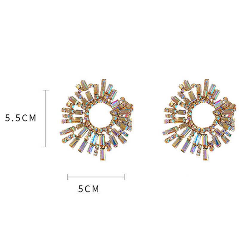 Vintage Rhinestone Burst Earrings | Aurora & Silver Sunburst Statement Studs