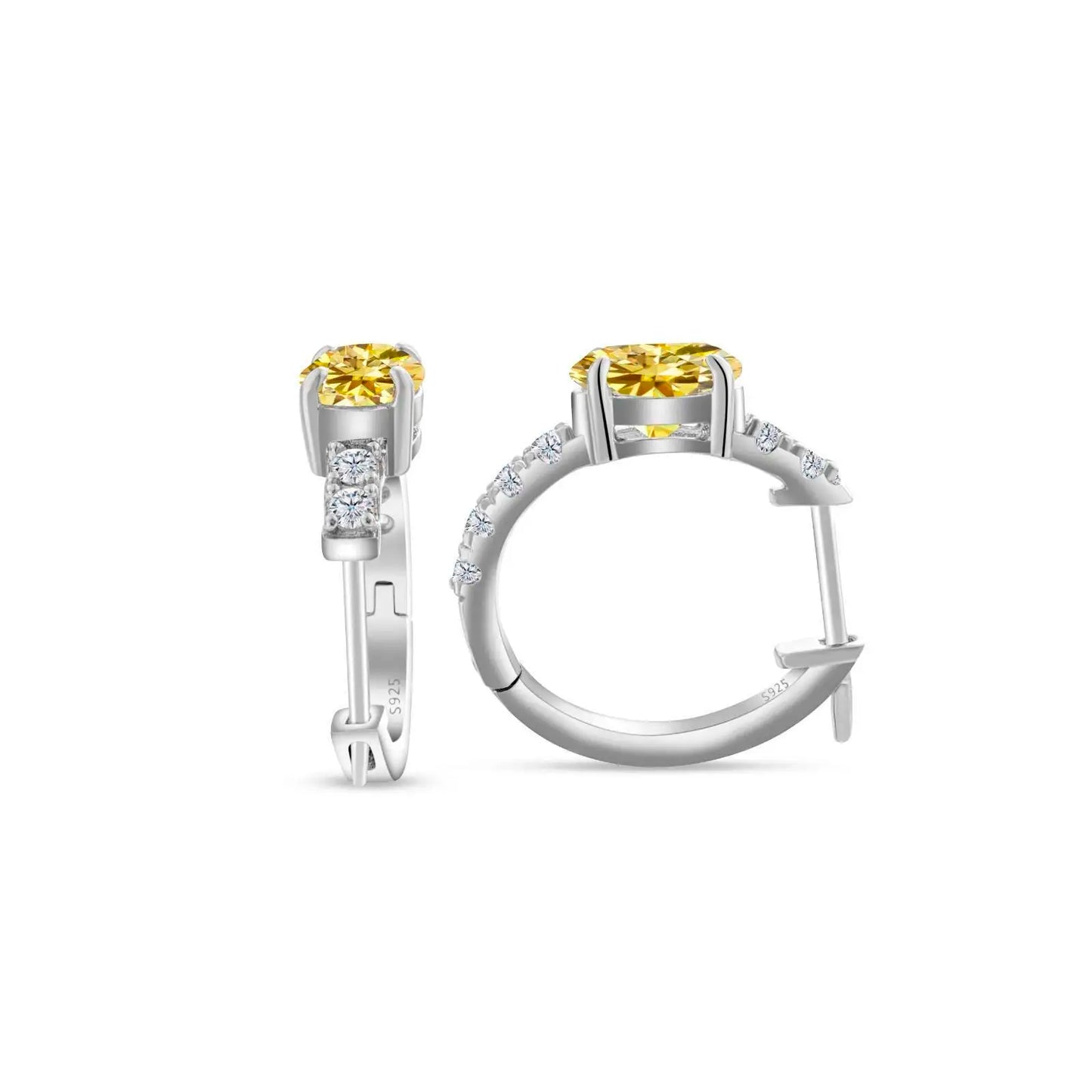 D Color 1ct Moissanite Oval Hoop Earrings – S925 Sterling Silver, VVS1, Excellent Cut