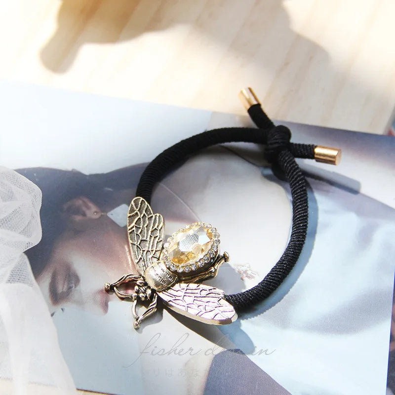 Korean Style Rhinestone & Alloy Decorative Elastic Hair Bands – Fashion Hair Ropes for Women