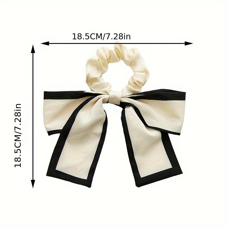 Elegant Two-Tone Bow Hair Tie – Large Ribbon Scrunchie for Women