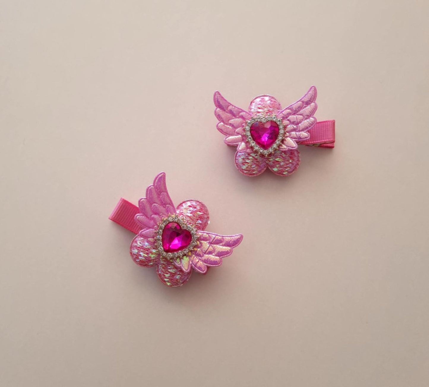 Sparkly Angel Wing Hair Clips–Pigtail Set of 2 (Left & Right Pair) Korean Hypoallergenic Girl Toddler hair pin nickel-free [with Pinkluvme]