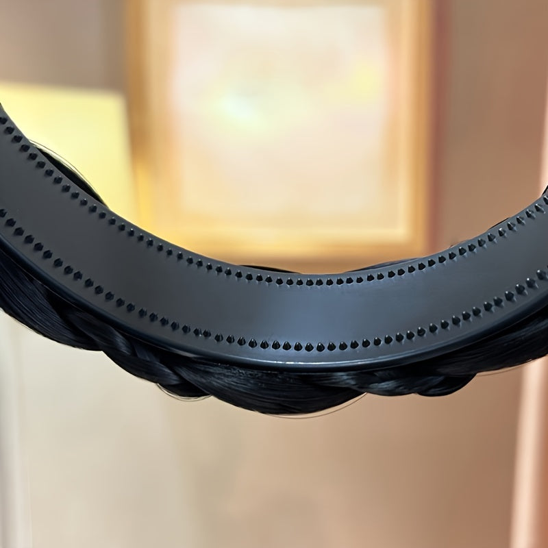 1pc Synthetic Braided Headband Handmade Natural Looking Extra Wide Braided Hair Hoop Elegant Twisted Braids Hair Band Fishbone Braid Weave Hair Accessories