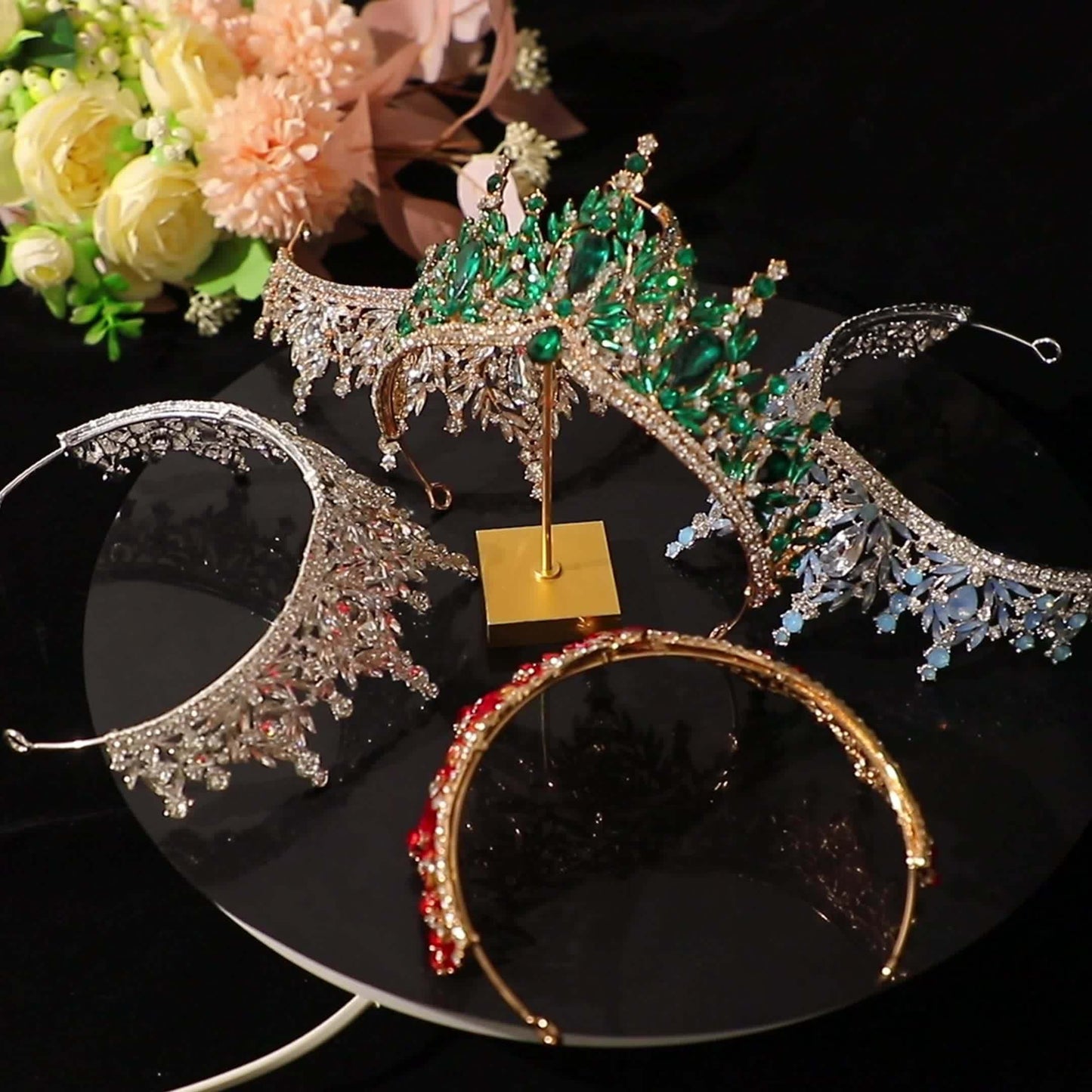 Rhinestone Baroque Tiara – Elegant Vintage Style Bridal Wedding Crown