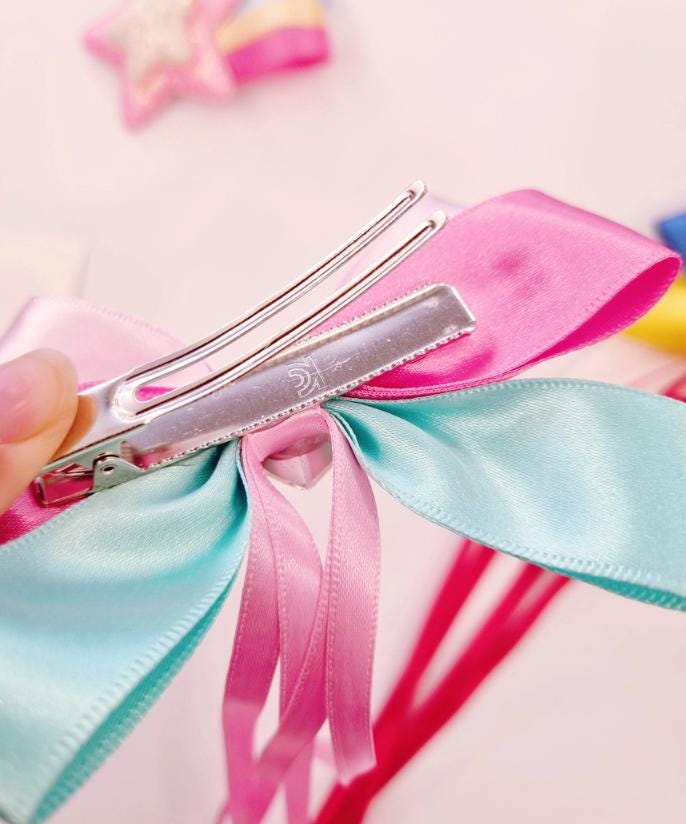 Girl Bow Hair Pin Girl Bow Hair Clip Snow White Hair Pin Long Tail Ribbon Bow Hair Clip Girl Bow Ribbon [with Pinkluvme]