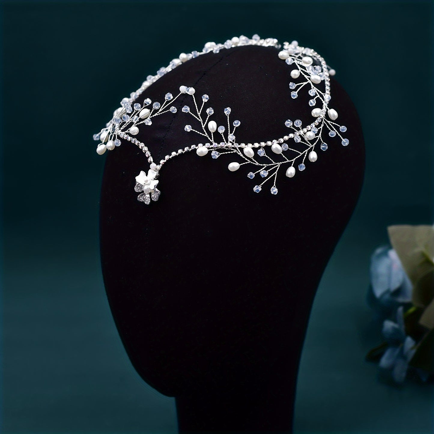 1PC Romantic Headwear Forehead Alloy Chain With Rhinestone Pendant High-end Beaded Hair Comb Women Bridal Hair Accessories
