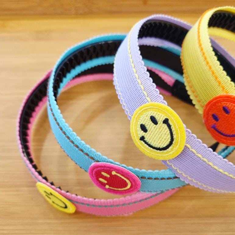 Vivid Pastel Smiley Headband Blue pink yellow lavender