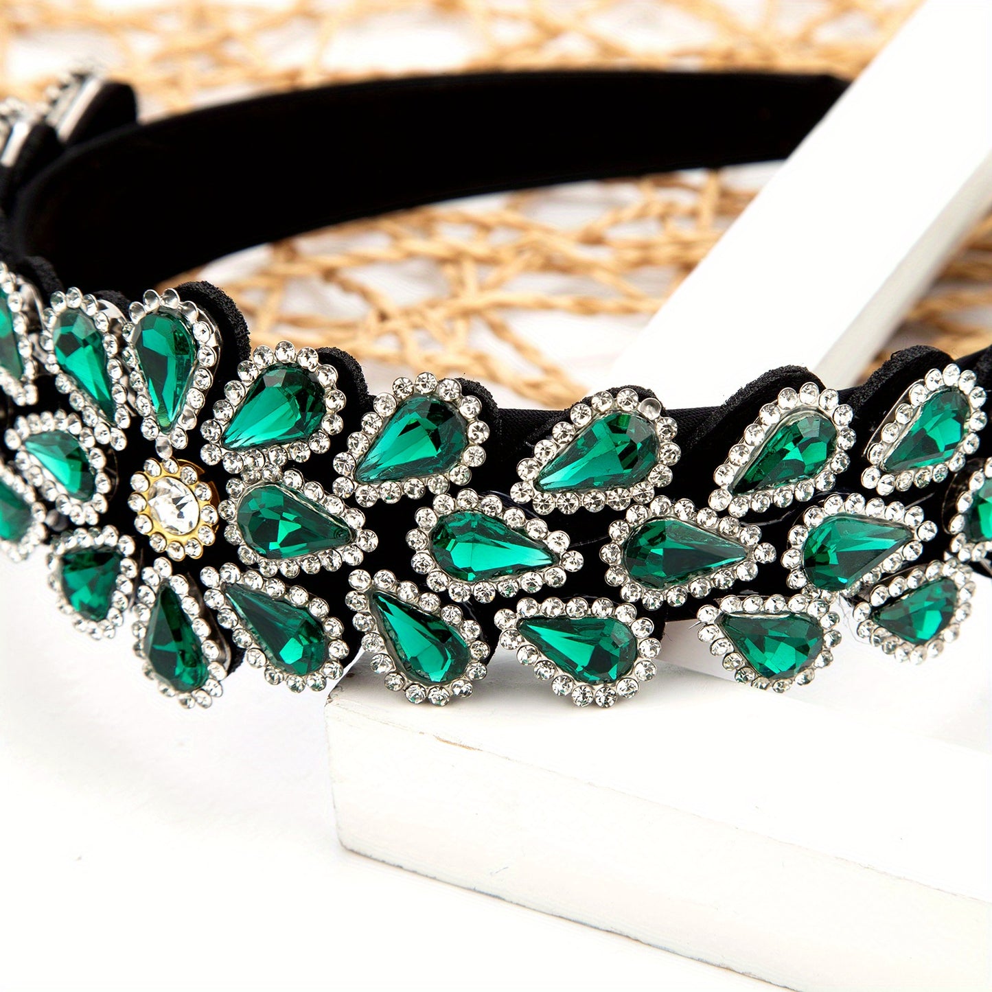 Crystal Rhinestone Handmade Headband Female Baroque Retro Wide-Brimmed Headband Hair Accessories